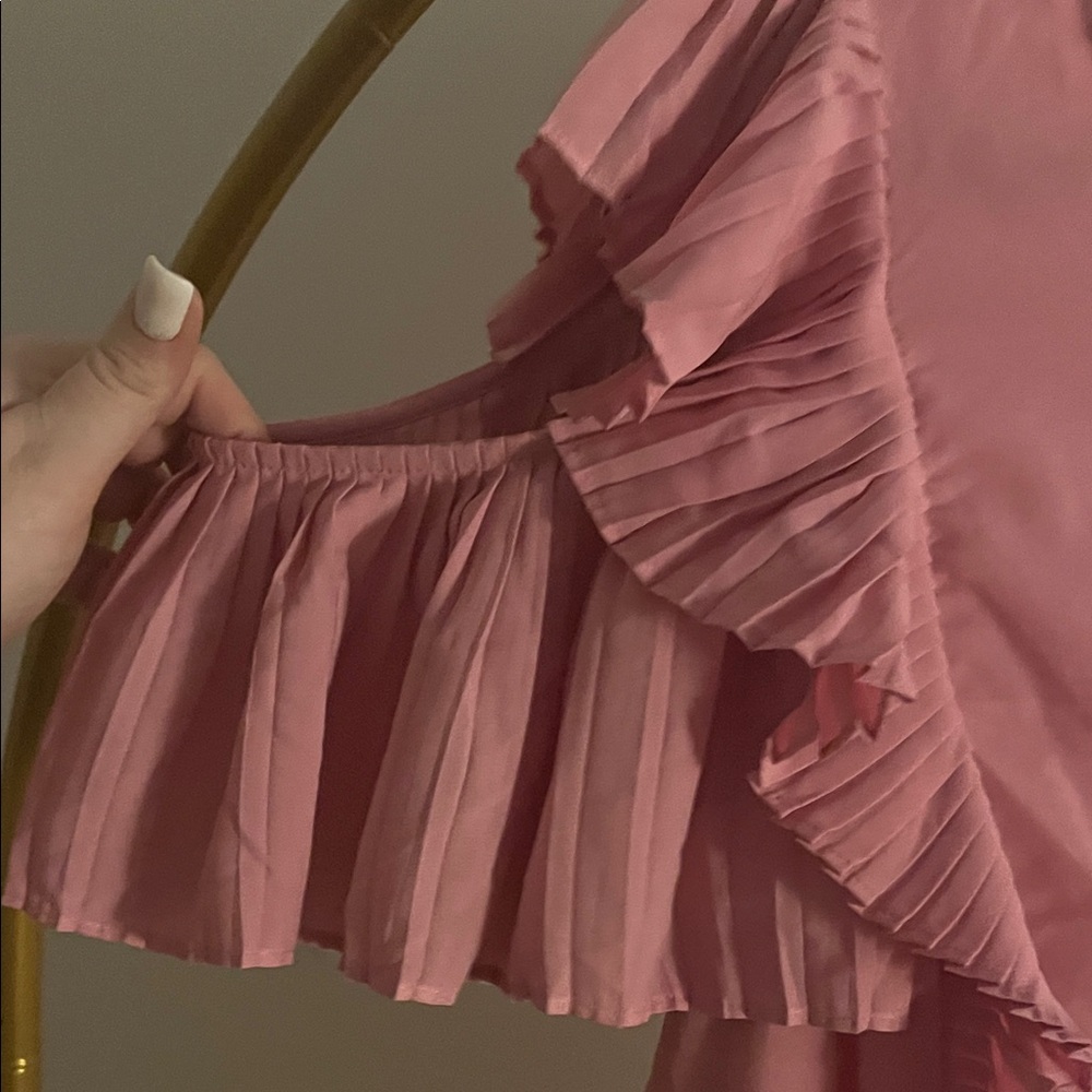 Lane Bryant Pink Ruffle Blouse - Picture 3 of 7